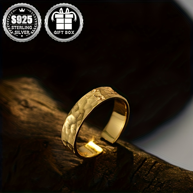 Minimalist Hammered Texture Aluminum Foil Wide Ring